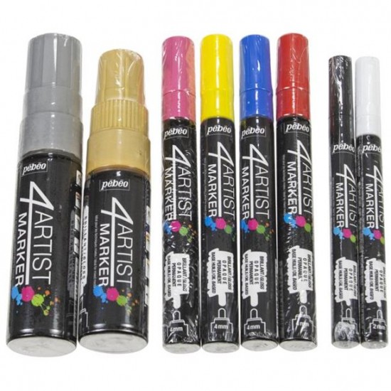 SET 8 COLOR 4ARTIST MARKER 2+4+8+15 MM OIL-BASED PAINT MARKER